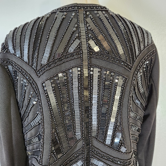 CACHE Embellished Sequin & Beads Evening Dress Black Jacket Medium - Picture 10 of 16